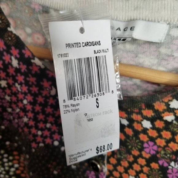 Nordstrom NWT Grace Floral Ribbed Cardigan - Picture 6 of 8